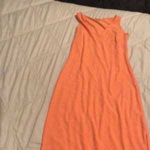 Bright peach colored maxi dress